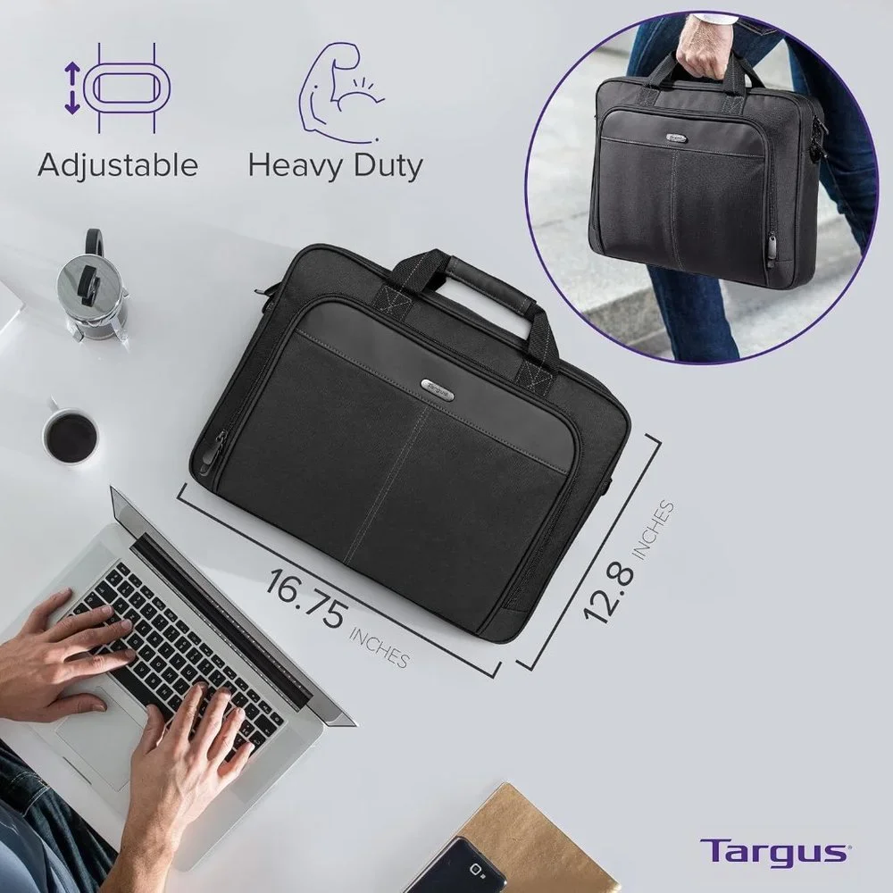 Targus Men's Black Polyester Foam Padded Classic Slim Messenger Bag